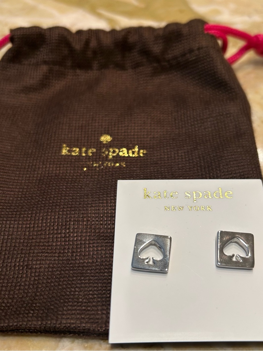 kate spade Silver Spade Cutout Square Stud Earrings
